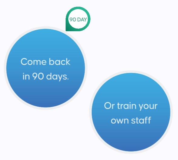 Then come back in 90 days, or train your own staff